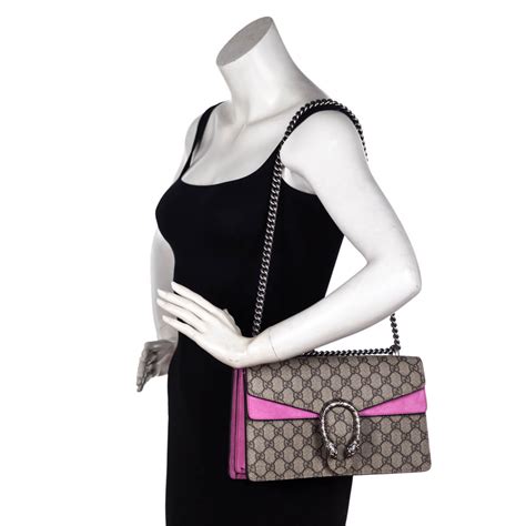 gucci gg canvas pink suede dionysus small gg|Gucci purses for women.